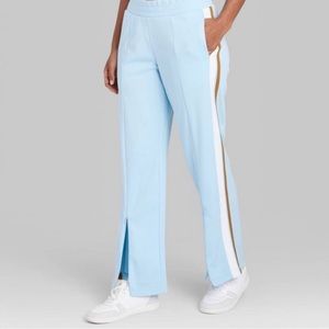 NEW Wild Fable Blue with Brown White Stripe Zip Leg Track Pants Size Medium